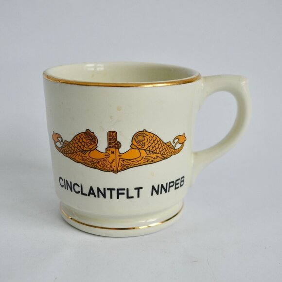 Vintage Shaving Mug Navy CINCLANTFLT NNPEB Gold Trim USN - Picture 1 of 7